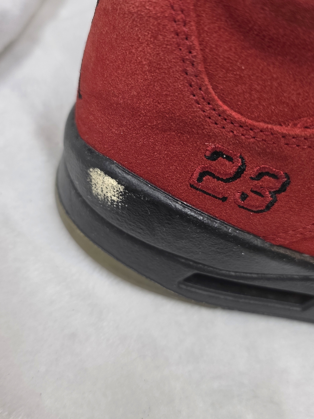 Men's Nike Air Jordan 5 Retro Raging Bull Red Suede Basketball Shoes - Picture 4 of 14